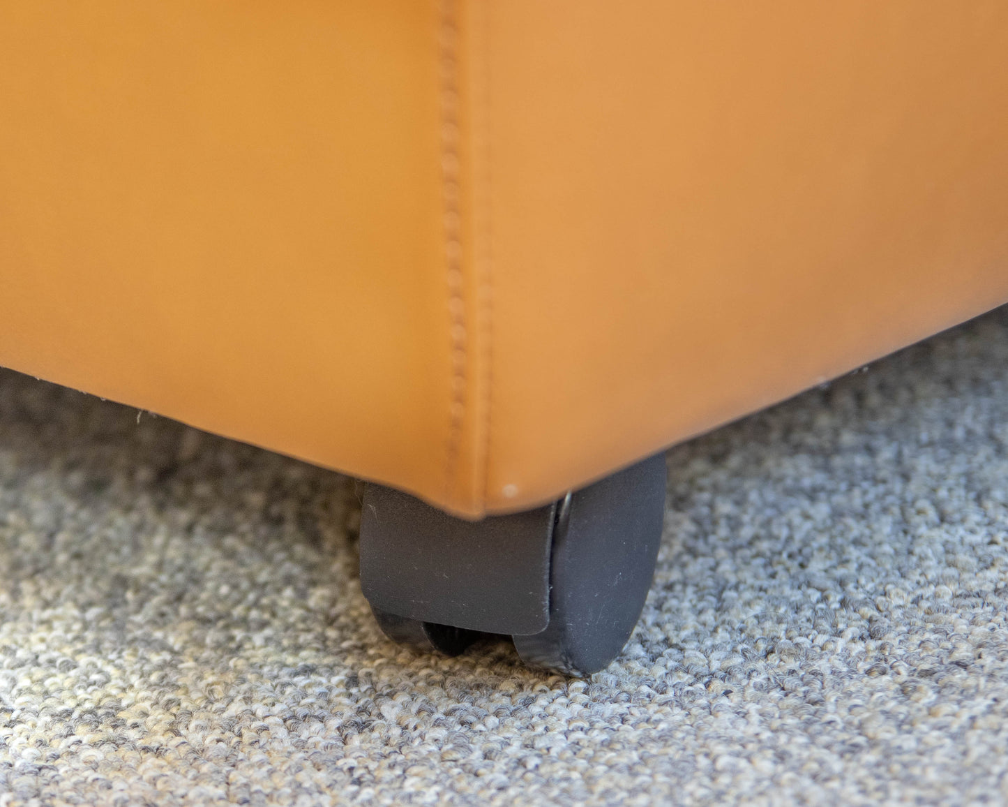 Ekornes Camel Leather Square Storage Ottoman