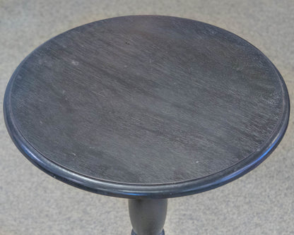 Black Round Pedestal Accent Table W/Traditional Turned Legs