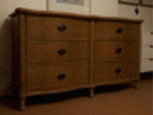 Universal Furniture "Washed Grey" Finish Oak Serpentine Style 6 Drawer Dresser