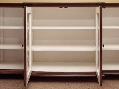 Mahogany 4 Glass Door Sideboard with White Interior
