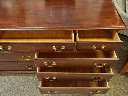 Solid Wood Nine Draw Dresser in Mahogany Finish