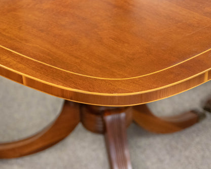 Paine Mahogany Double Pedestal Dining Table with Satinwood Border