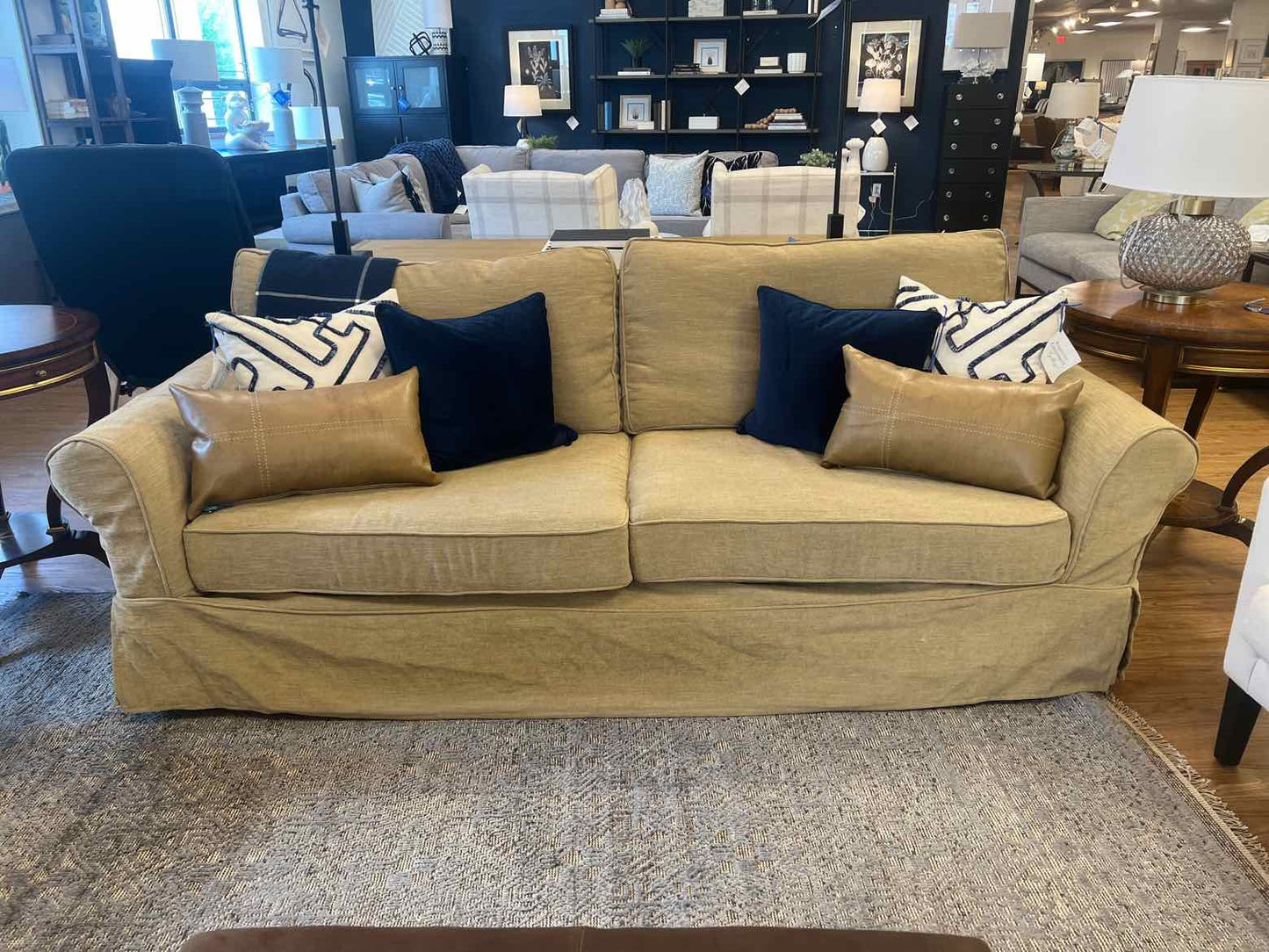 Pottery Barn Slipcovered Tan Sofa