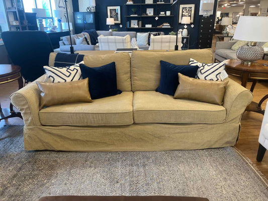 Pottery Barn Slipcovered Tan Sofa