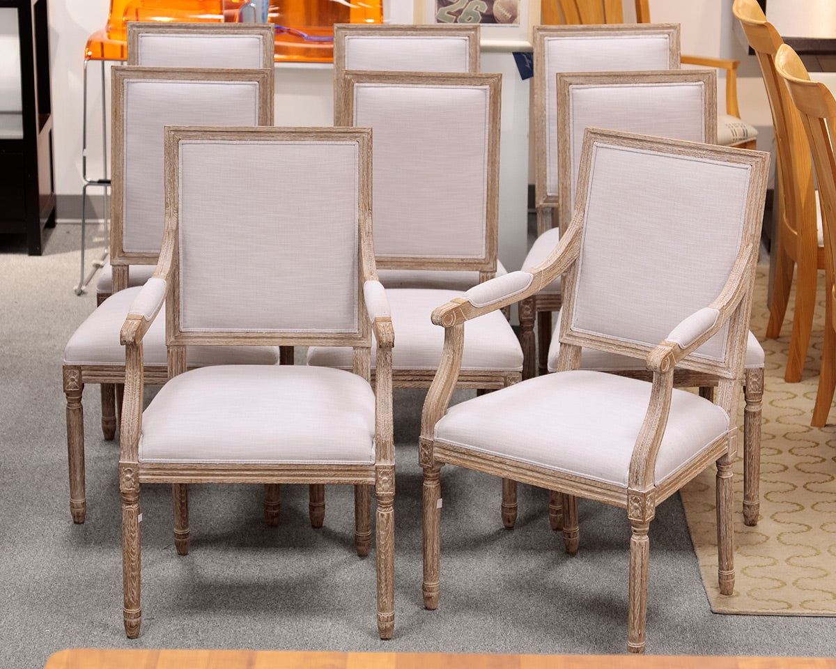 Set of 8 Restoration Hardware Vintage French Square Back Dining Chairs