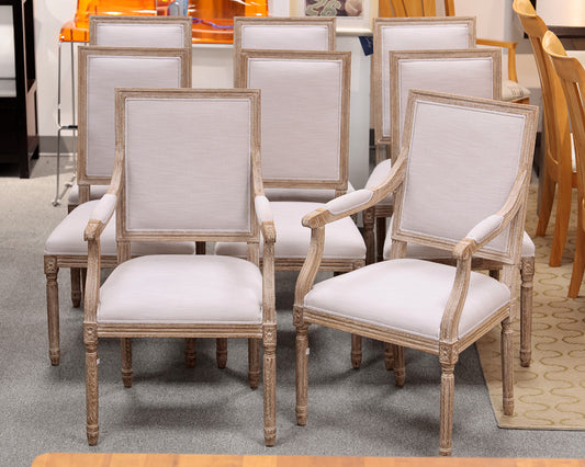 Set of 8 Restoration Hardware Vintage French Square Back Dining Chairs