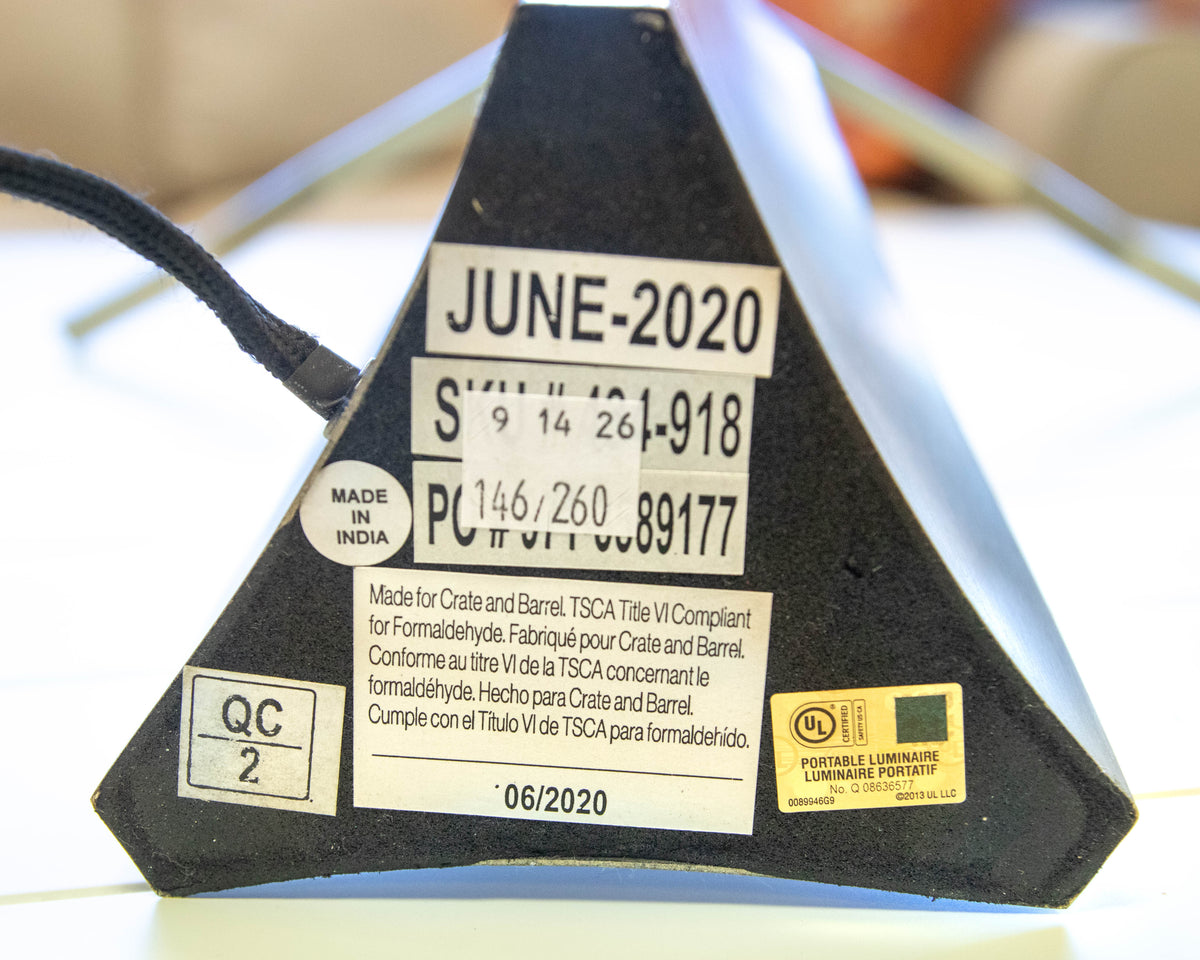 Crate & Barrel Isla Pewter Triangle Table Lamp