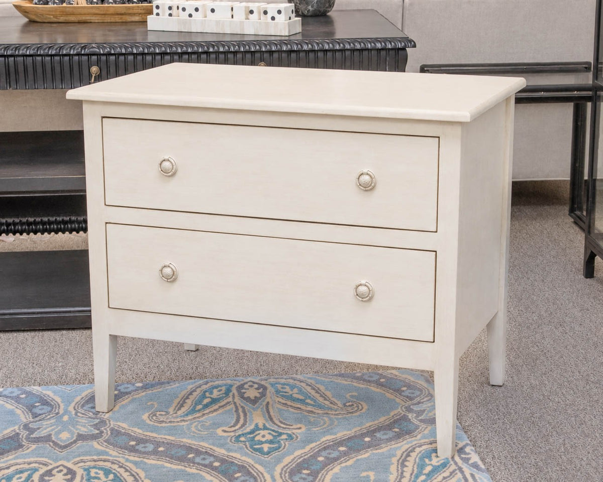 Pair of 2-Drawer Bedside Chests in Hand Painted Cream Finish