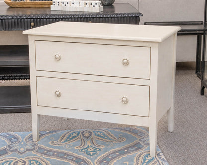 Pair of 2-Drawer Bedside Chests in Hand Painted Cream Finish