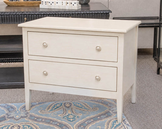 Pair of 2-Drawer Bedside Chests in Hand Painted Cream Finish