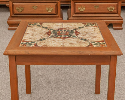 Tile Top Side Table in Cherry Finish