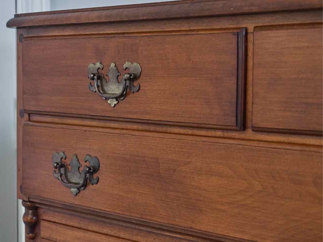Maple 3-Over-3 Tall Chest with Antique Brass Pulls