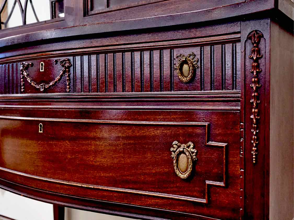 Vintage Mahogany China Cabinet W/ Glass Doors