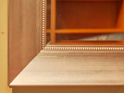 Silver Finish Beaded Accents Beveled Mirror