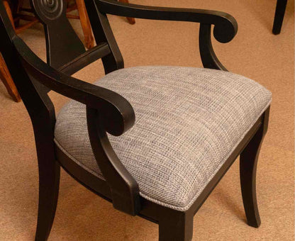 Set Of 6 Ethan Allen Black Finish Upholstered Cushions  Dining Chairs
