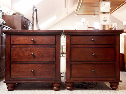Pair of Aspenhome Cambridge Bedside Chests in Brown Cherry Finish