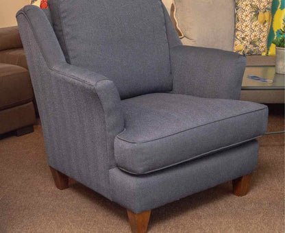 Pair Of King Hickory Navy Chevron Pattern Upholstered Transitional  Chairs