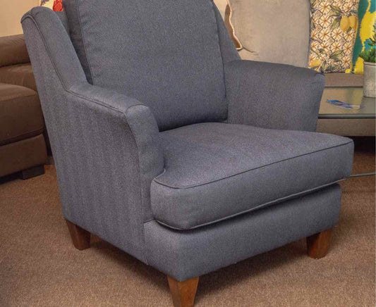 Pair Of King Hickory Navy Chevron Pattern Upholstered Transitional  Chairs