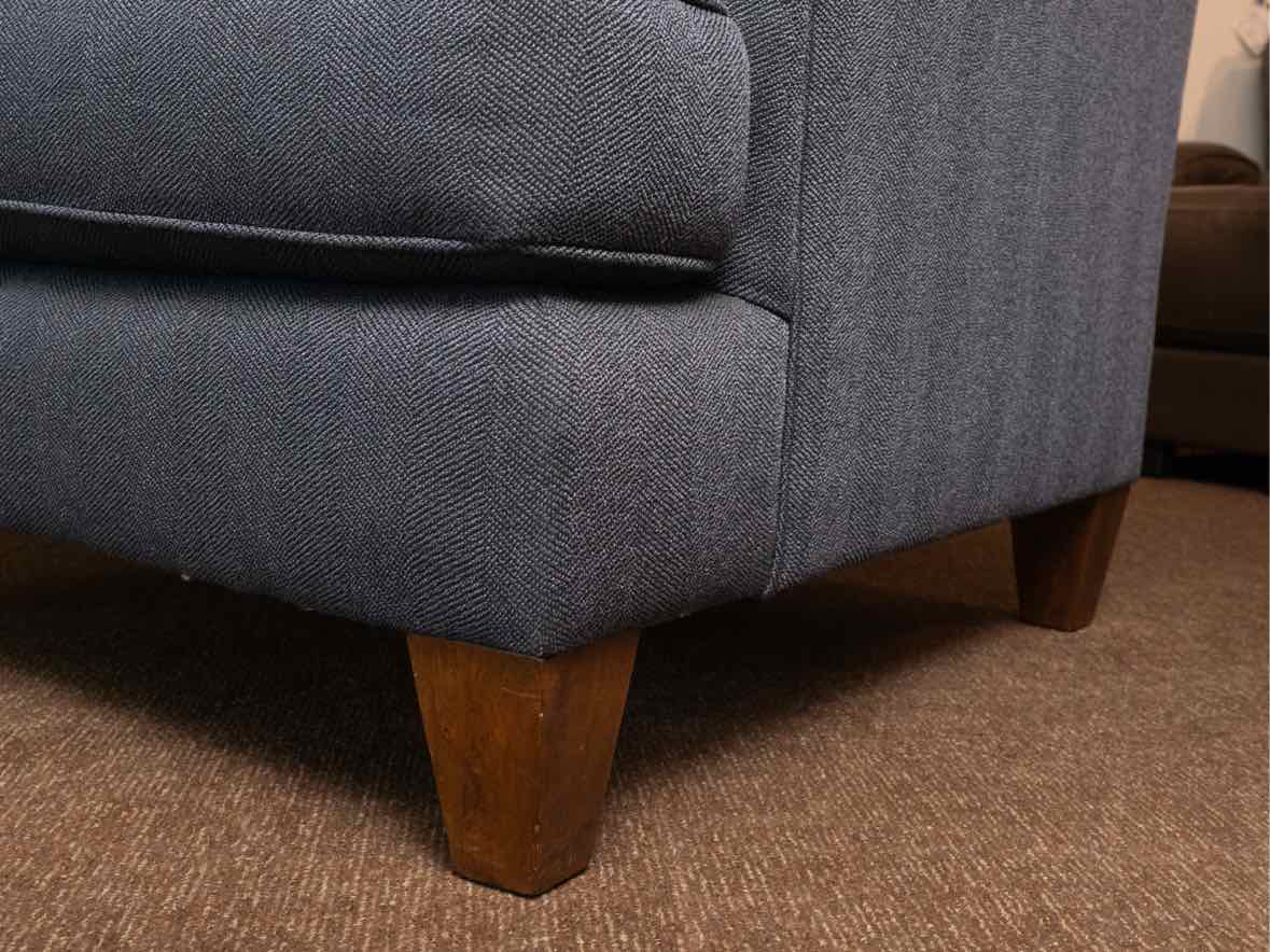 Pair Of King Hickory Navy Chevron Pattern Upholstered Transitional  Chairs
