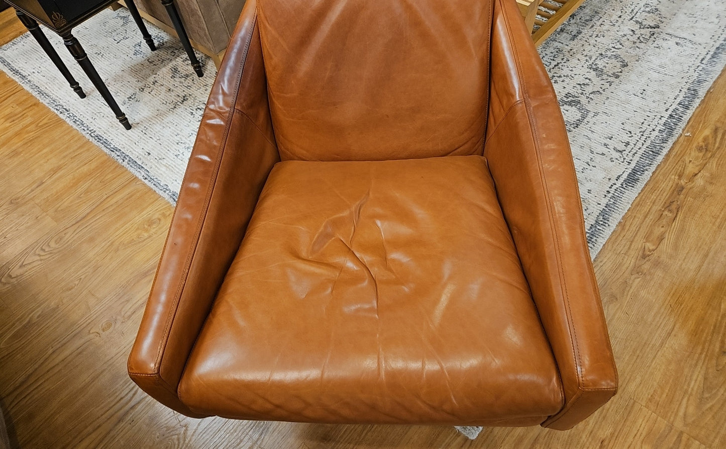 West Elm 'Austin' Leather Chair and Ottoman