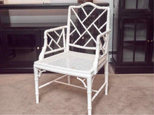 Bamboo & Cain Seat Arm Dining Chair in Arctic White Finish