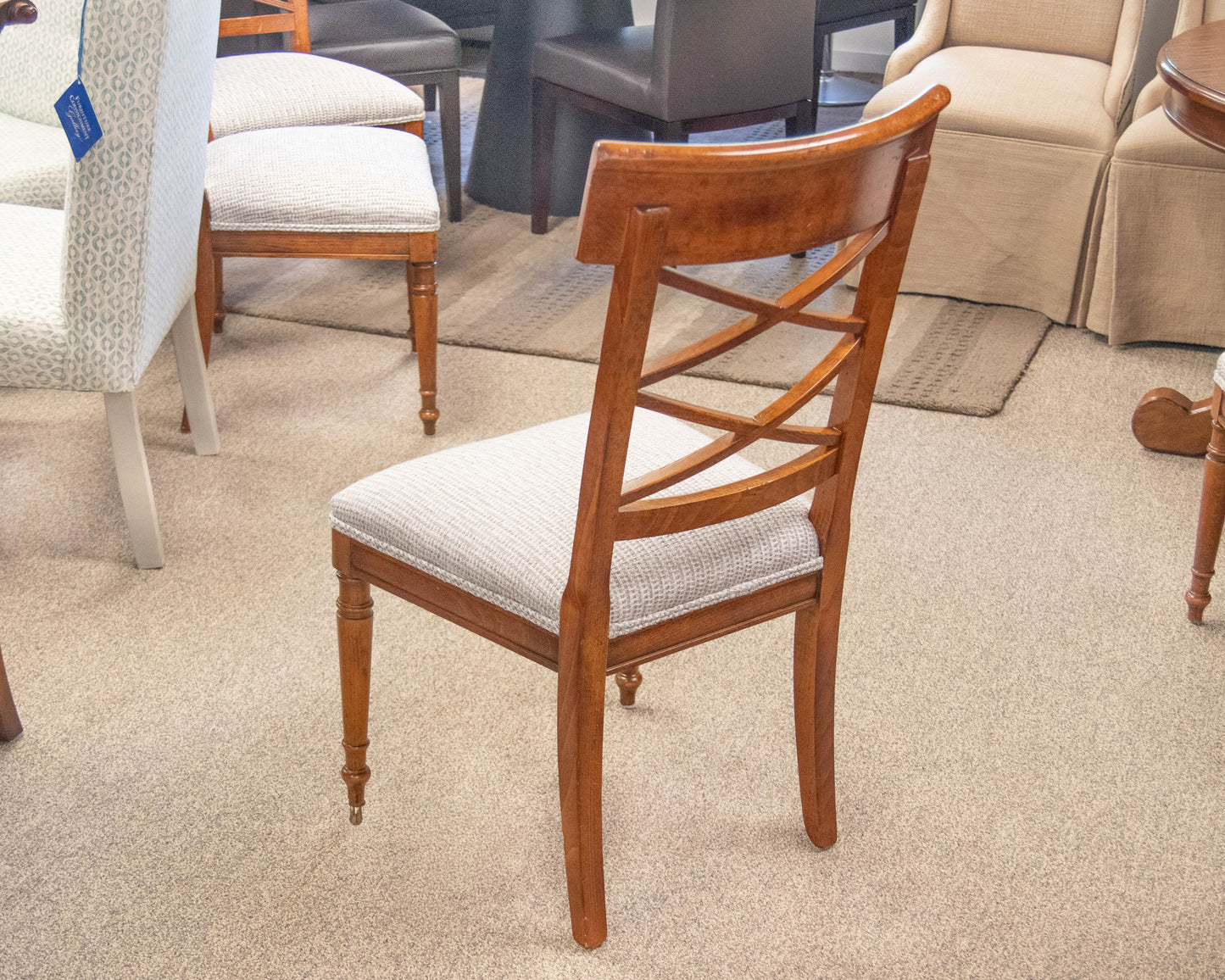 Milling Road For Baker Set Of 5 Lattice Back Upholstered  Dining Chairs
