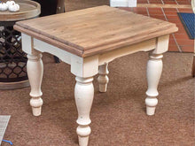 Driftwood Finish Top Cream Turned Legs Side Table