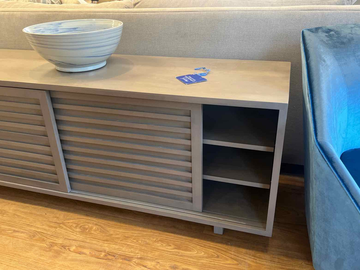 Grey Wash Credenza w/ Sliding Doors