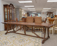 English Oak Trestle Harvest Dining Table