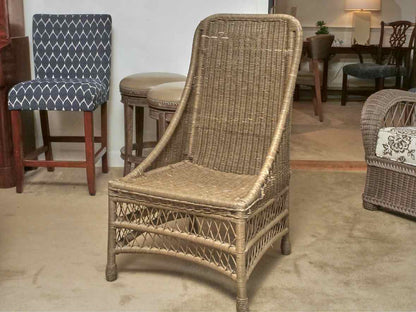 Pair Of Ethan Allen 'Puddy' Finish Woven Dining Chairs With Cushion