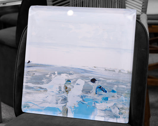 John Schuyler epoxy picture frame with abstract painting