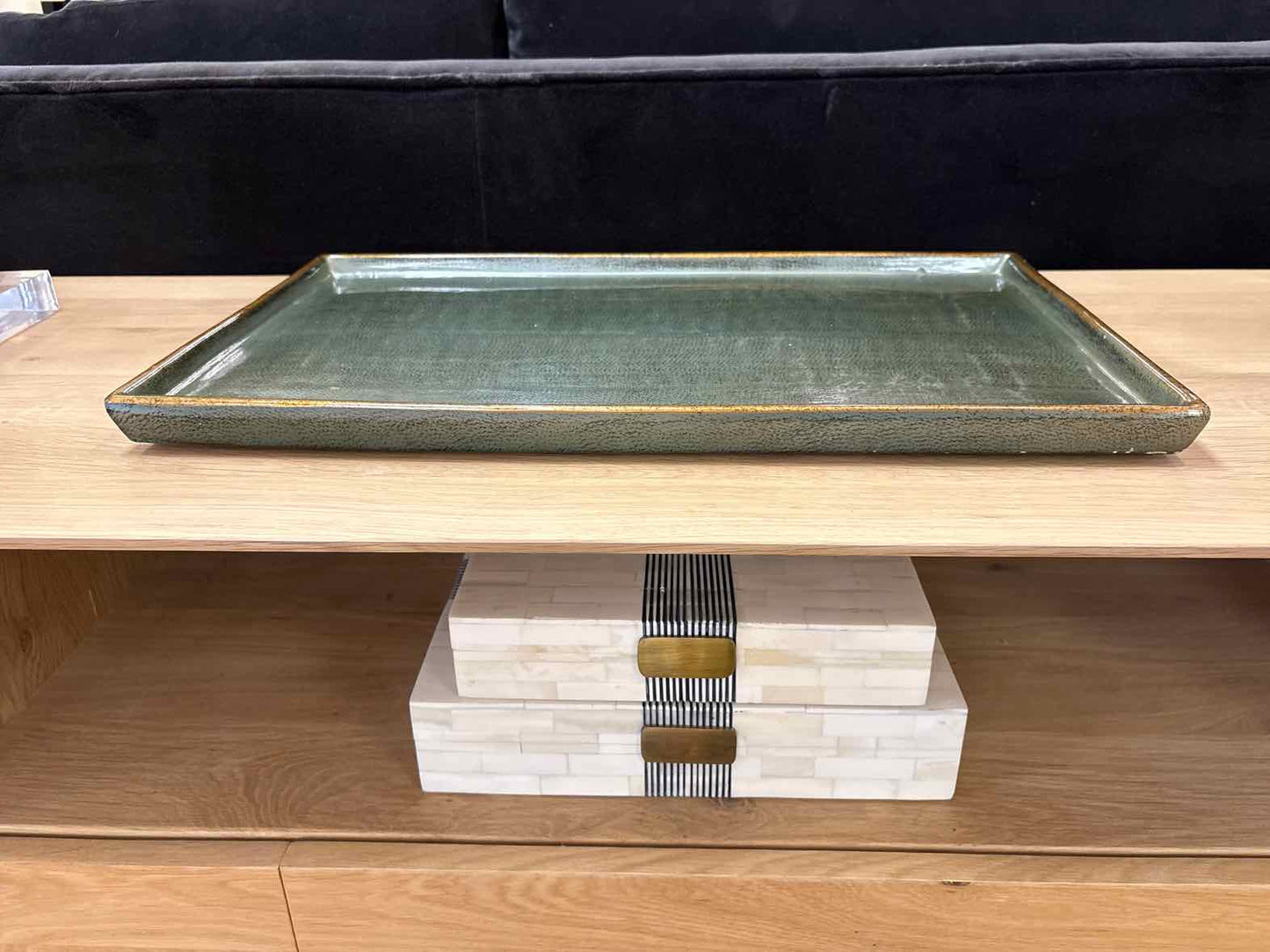Arhaus Deep Sage Ceramic Tray