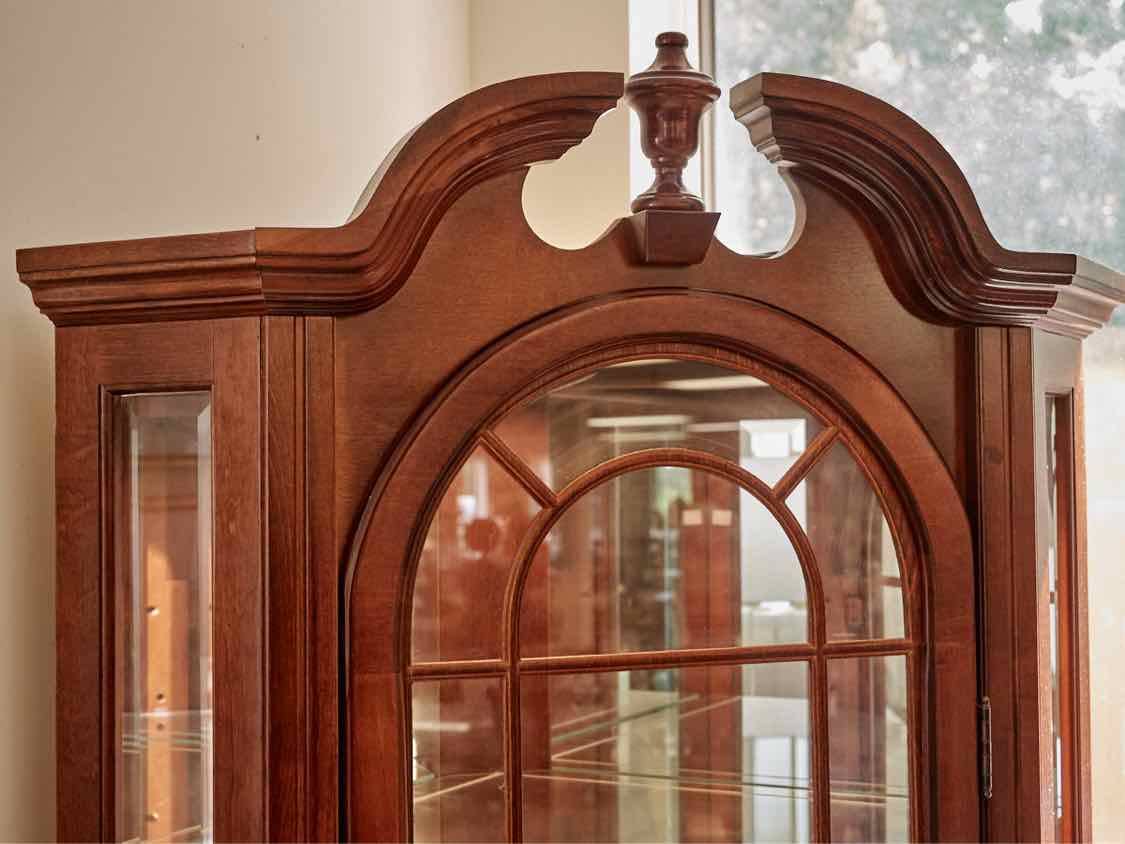 Lighted Cherry Corner Cabinet W/ Two Doors