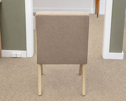 Restoration Hardware Set of 6 Jakob Fabric Dining Side Chairs in "Latte"