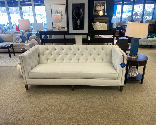 Lexington Chesterfield Cream with Metallic Sofa with Silver Nailhead Trim