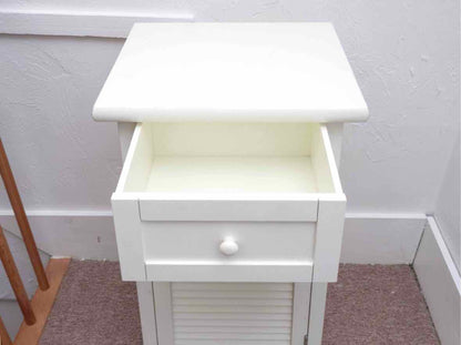 Ivory Finish 1 Drawer Shutter Door 2 Shelf Accent Table