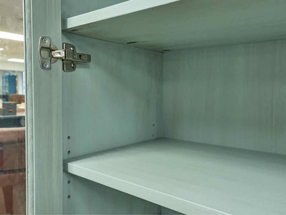 Gat Creek Tomlin Glass Cabinet Hand Glazed in Light Rain w/ Satin Knob & Pull
