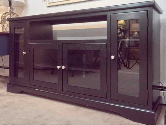 Black Finish 4 Glass Doors 490.00 Media Furniture