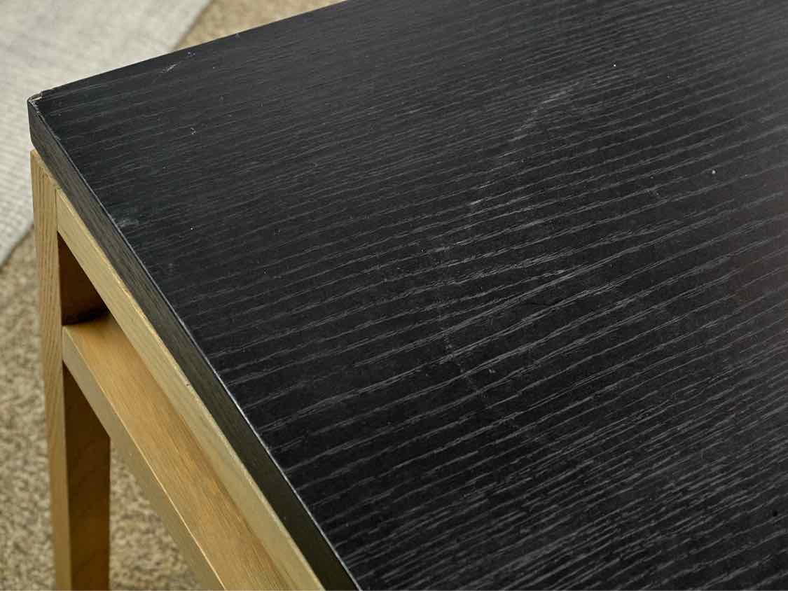 Pair of MG+BW  Oak Black Top Side Tables with Stained Base