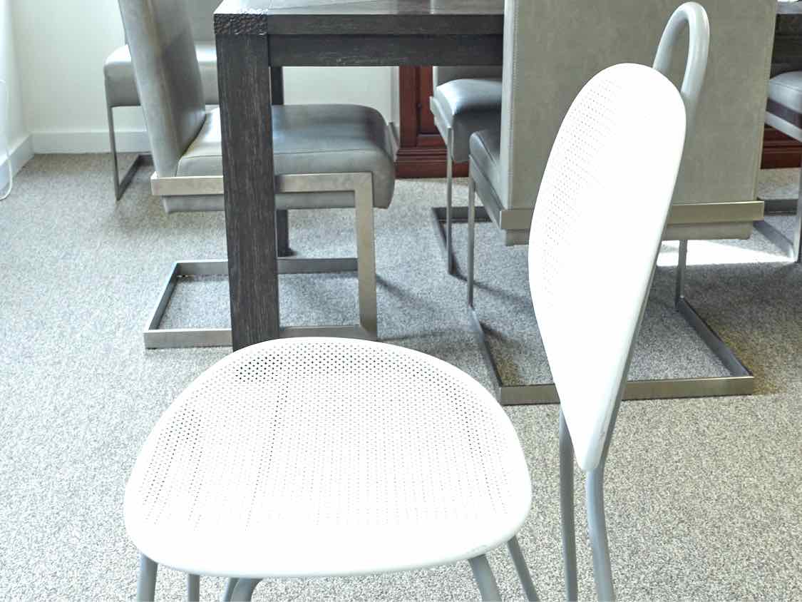 Set of 6 Crate & Barrel  ' Paola Navone' White Metal Dining Chairs