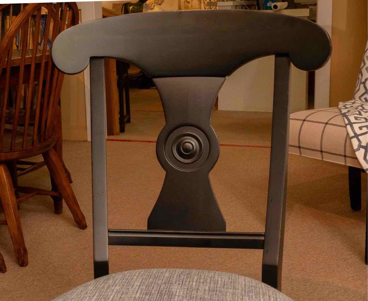 Set Of 6 Ethan Allen Black Finish Upholstered Cushions  Dining Chairs