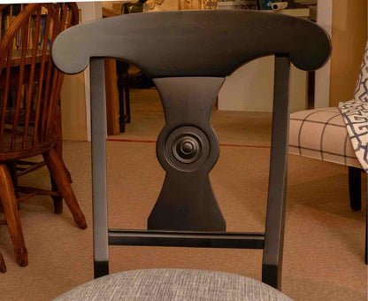 Set Of 6 Ethan Allen Black Finish Upholstered Cushions  Dining Chairs