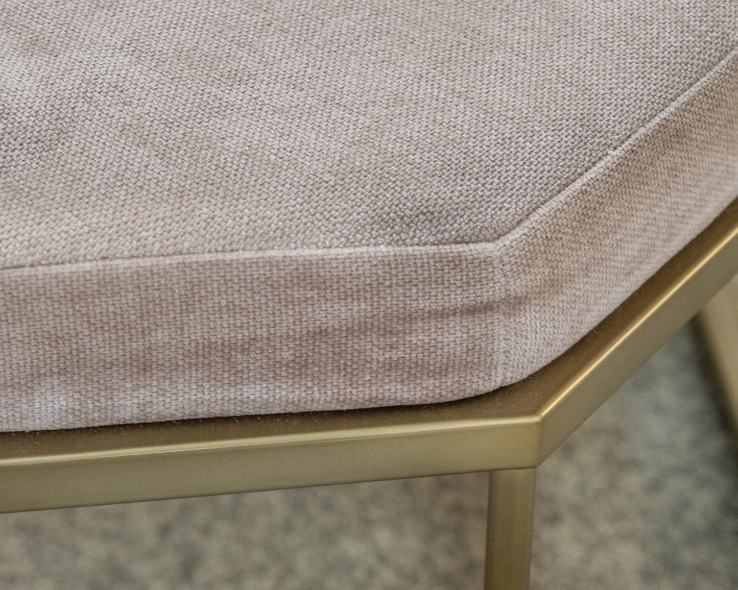 West Elm Roar + Rabbit Geo Ottoman in Blush Velvet on Soft Gold Frame