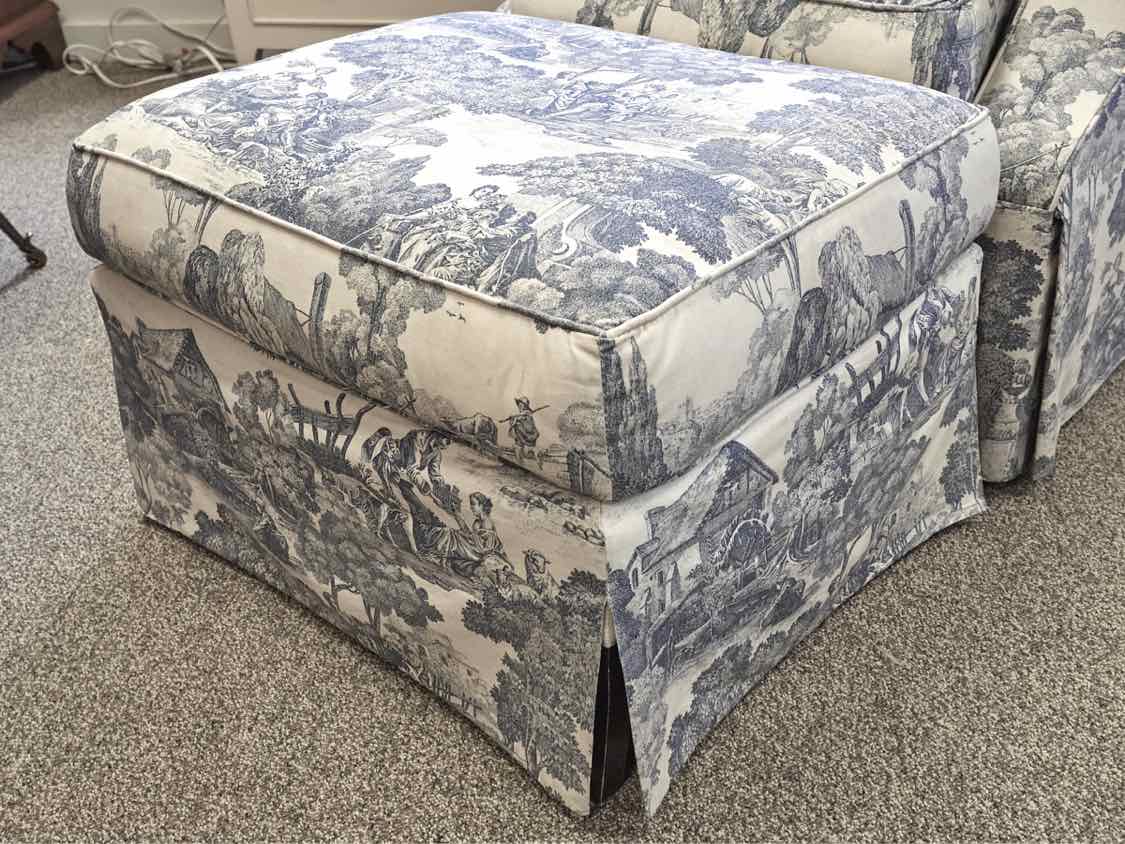 Domain Arm Chair & Ottoman in Toile