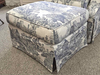 Domain Arm Chair & Ottoman in Toile