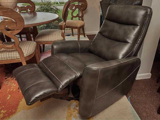 Charcoal Grey Leather Swivel\Rocker  Recliner
