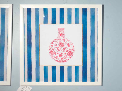 'Chinoiserie Vase IIII" White Framed Print Under Glass