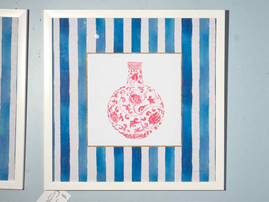 'Chinoiserie Vase IIII" White Framed Print Under Glass