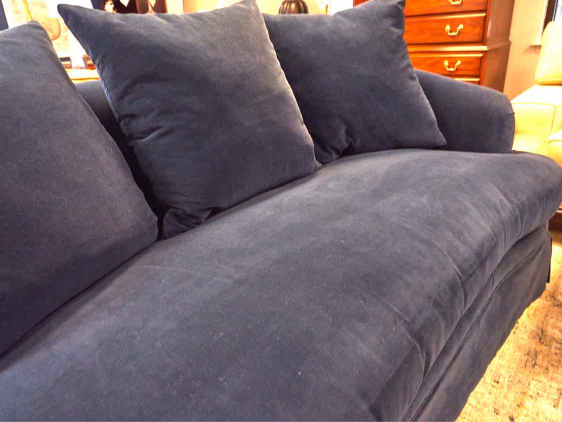 Custom Kidney Shape Loveseat in Navy Velvet
