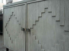 Gray Washed Finish 4 Door Sideboard with Steel Base